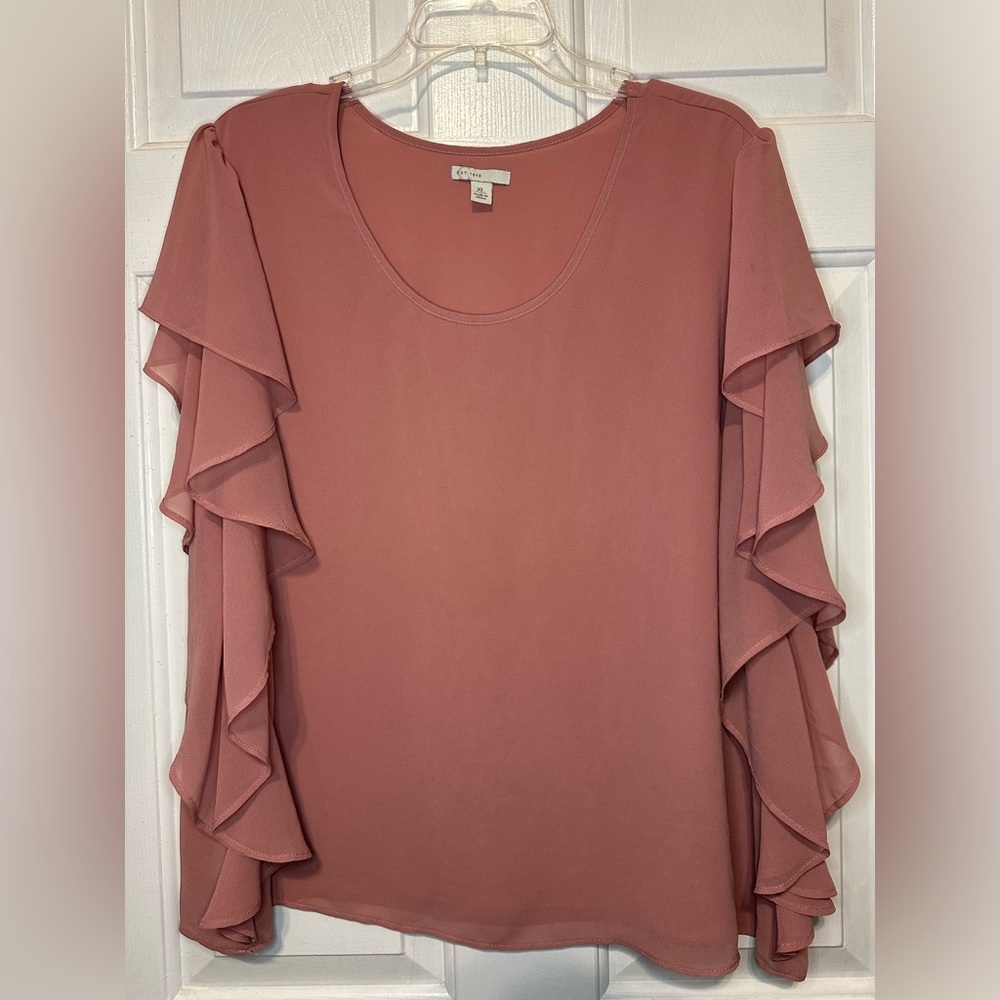 Cato Elegant Ruffled Short Sleeve Top - Pink